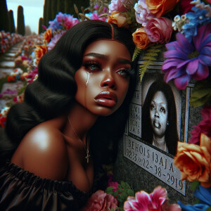 A beautiful light-skinned African-American woman with long wavy...