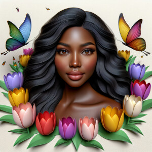 3D face of a light skin african-American beautiful woman with br...