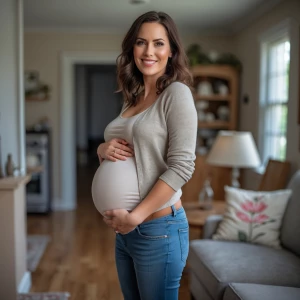 Beautiful Photography, look to the camera, a pregnant woman in j...