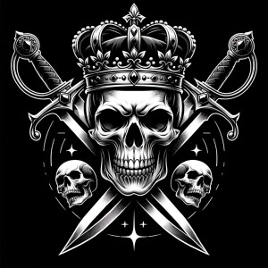 Sword skull black crown logo