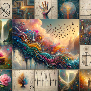 The golden ratio, Minimalist art Circuit, boards, circuitry, diagrams Cellular structures, DNA, circuit boards, colorful wires,  asian and Egyptian  graffiti, lie detector graphs, cardio, printout , branches infinity sign, cave, Art, handprints, distant birds flying, flowering vines, abstract gestural painting, dna, weather maps