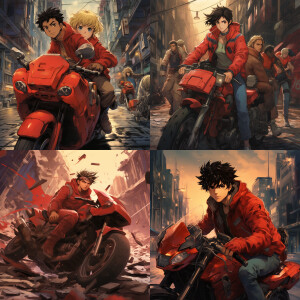 Create a anime 1990's version of the anime movie Akira including...