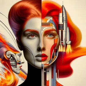 Create an image of a ginger-haired woman who embodies the concep...