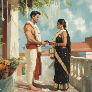 Create a high-definition digital artwork illustrating an affluen...