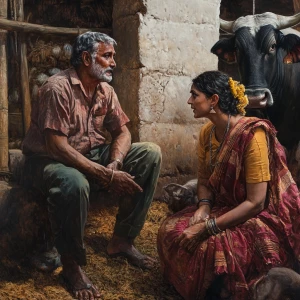 hyperrealistic painting 1:1, a robust, muscular village chief, g...