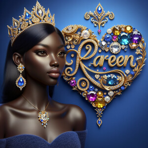VCraft a 3-D image showcasing the name 'KAREN' in a luxurious go...