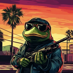 MEME PEPE in GTA art style — — in the style of a Grand Theft Au...