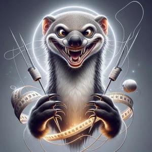 A highly detailed logo of an anthropomorphic mongoose with a wil...