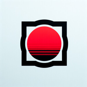 "Create a minimalist logo design featuring a solid red circle ce...