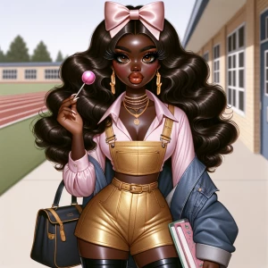 Create an image of an ultra-glamorous, excited African American...