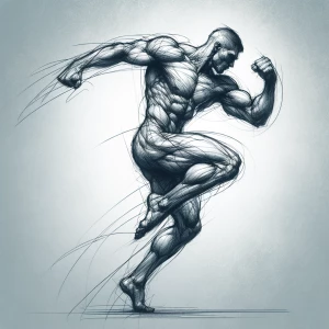 Stick man with libs and abs and some fighting sketch