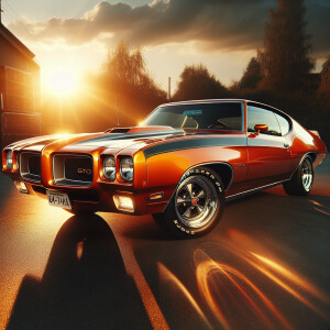 Create an image of a 1971 Pontiac GTO in mint condition, featuri...