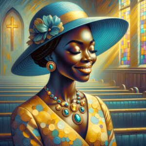 A spiritually enriching illustration portrays an African America...