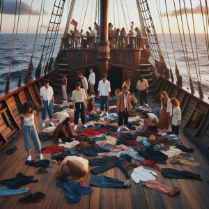 People find clothes on the floor of the ship