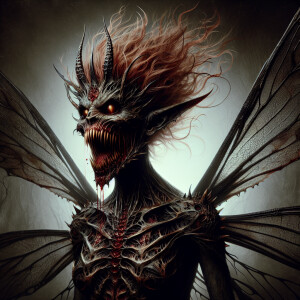 A hauntingly realistic depiction of fairy: a creature with a spi...