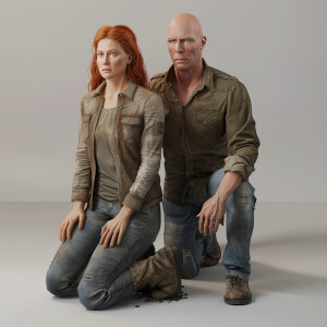 A photorealistic high resolution image. Light ginger haired fema...