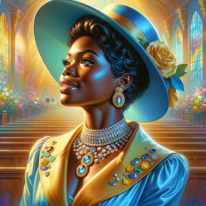 A spiritually enriching illustration portrays an African America...