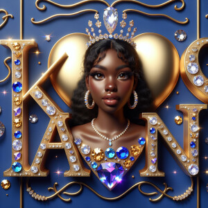 Craft a 3-D image showcasing the name 'KAREN' in a luxurious gol...