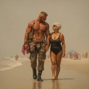 hyperRealism painting.a muscular sweaty american employer man wa...