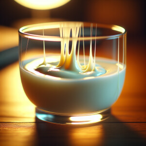 melted white cheese in a glass dish