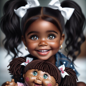 African-American girl with huge Hazel Brown eyes and long, black...