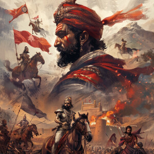 1. Top Middle: A detailed and realistic depiction of Shivaji Mah...