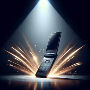 Create a stop-motion animation of a Samsung Flip phone entering...