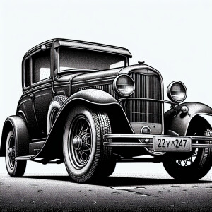 A od car from the ground (black and white)