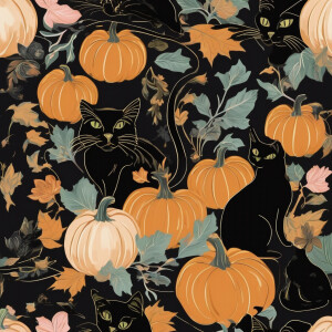Create a Halloween-themed pattern drawing inspiration from oil p...