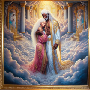 An oil painting depicting a light-skinned African-American Jesus...