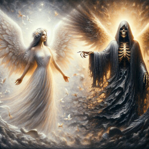 There's an angel on one side and death on the other