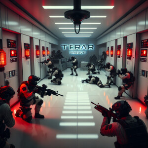 Escape from Tarkov, laboratory, white interior, red alarm lamps...