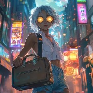 young, rebellious anime-style character. The character should ha...