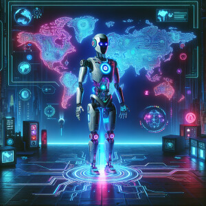 Cool AI robot that has controll over the entire world