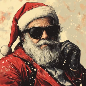 Santa Claus in sunglasses as the godfather of the mafia. Use car...