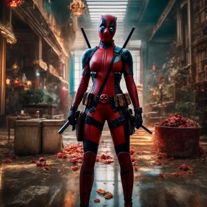 Create an ultra-detailed and hyper-realistic image of lady deadp...