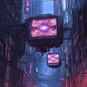 In the heart of a retro-futuristic cyberpunk world, a vintage-ch...