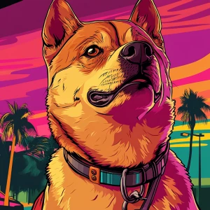 MEME DOGE in GTA art style, , in the style of a Grand Theft Aut...