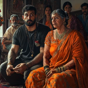 Realistic art style 1:1, a muscular sweaty man with a well-built...