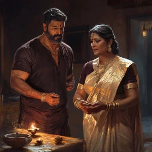 (Realism art),a man (muscular beefy ,sweaty criminal)celebrating...