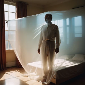 "Capture the silhouette of my father through a translucent satin...