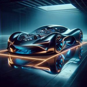 Create a concept car design, a sleek, hyper-aerodynamic coupe, r...