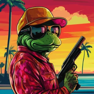MEME PEPE in GTA art style — — in the style of a Grand Theft Au...