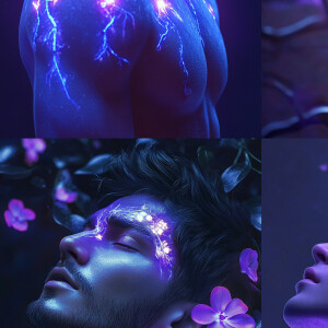 handsome man, with flower in her hair, trends in cg community, d...