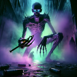 A towering, emaciated demon of corrupted ambition, wreathed in t...