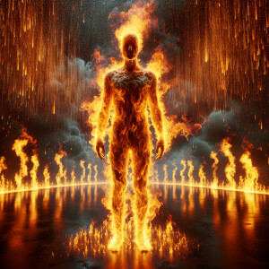 🔥with an anamorphic body, hyperdetailed,best quality HD,  flame...