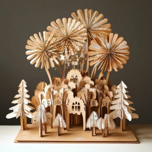 New Year's fireworks in carton style