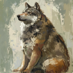 Heavily pregnant wolf