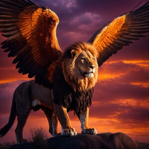 Create a majestic creature that combines the powerful body of a...