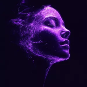 generate purple ai meme on black background